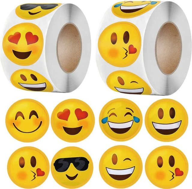 500 Stück Smiley Siegelaufkleber in Gelb, niedliche Cartoon Gesichtsausdruck Aufkleber für Kinder aus Papier - Bild 1