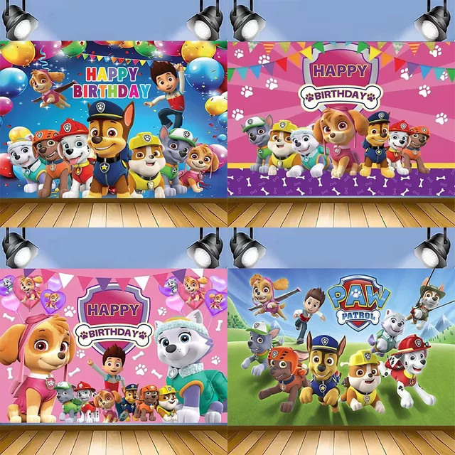 Paw Patrol Hintergrundstoff als Fotostudio-Requisit und Party-Dekoration für Kindergeburtstage in Multicolor - Bild 1