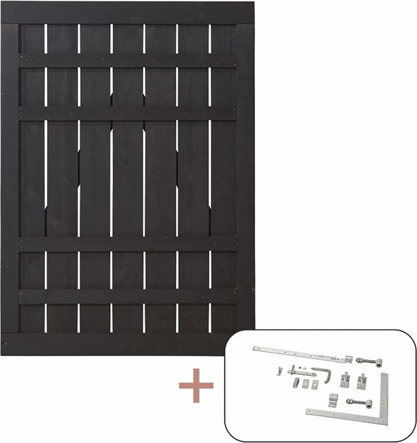 Plus Einzeltor Rustik aus Nadelholz in Schwarz, Breite: 100 cm, Höhe: 138 cm - Bild 1