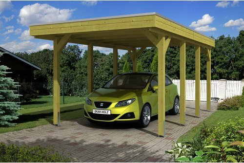 SKANHOLZ Carport Friesland aus imprägniertem Holz in Braun, B/T: 314 x 555 cm, Firsthöhe: 241 cm - Bild 1