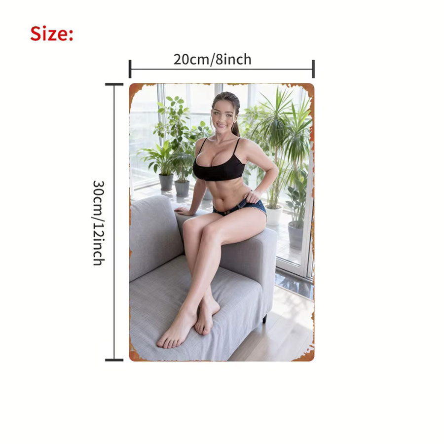 CIFBUY Wandkunst aus Eisen mit Motiv Sexy Schönheit, Metallschild für Wohnzimmer und Schlafzimmer, Breite: 20,32 cm, Höhe: 30,48 cm - Bild 2