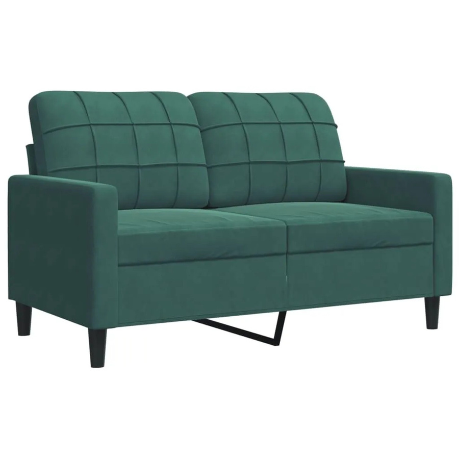 vidaXL 2-Sitzer-Sofa Dunkelgrün aus Samt mit Metallrahmen und Armlehnen - Bild 2