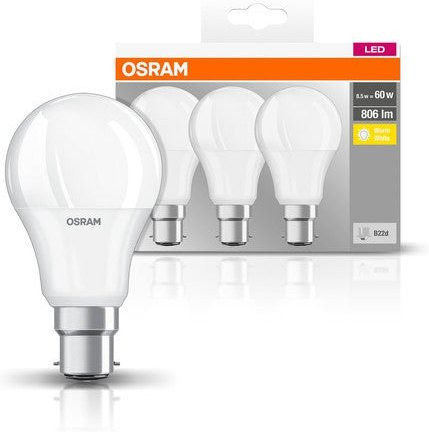 Osram LED Leuchtmittel CLA60 B22D Warmweiß 8,5W 806 lm 3er Pack - Bild 1