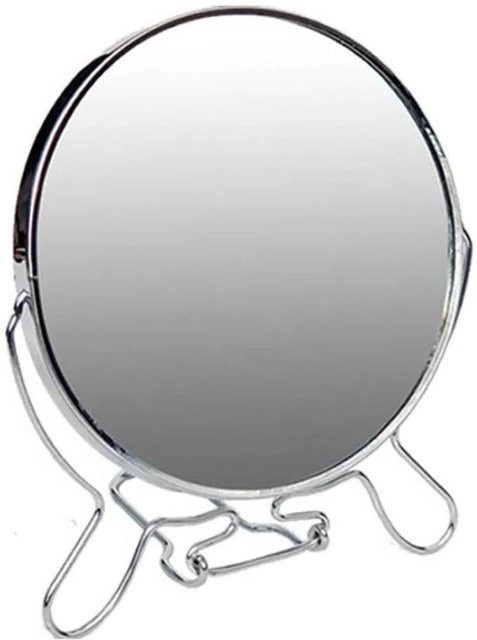 Doppelseitiger Tisch-Make-up-Spiegel mit Metallrahmen in Grau, 15,24 cm Durchmesser - Bild 1