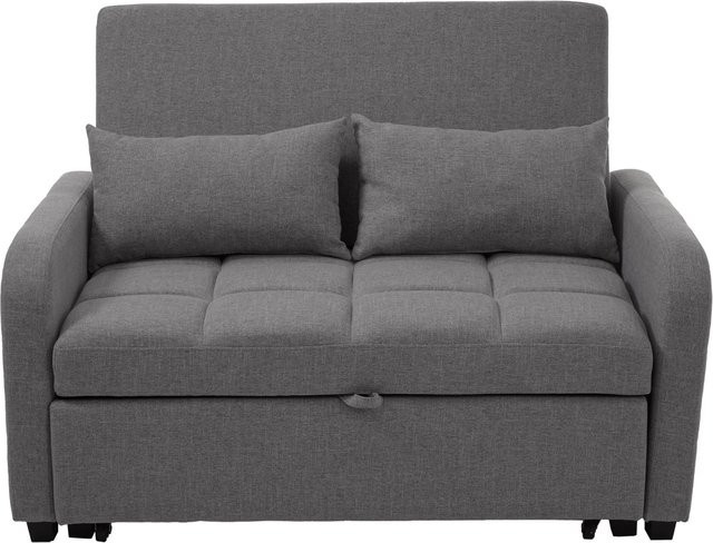 Merax Modulares Schlafsofa Cord Oval in Grau mit Kissen B/T/H: 173 x 176 cm - Bild 1