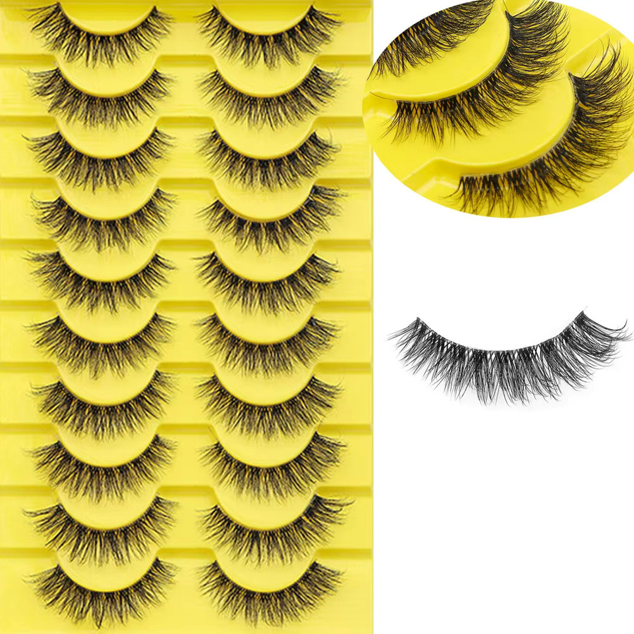 AMSDCN Künstliche Wimpern, 10 Paar, 3D-Nerz-Look, Transparent, Unisex - Bild 4