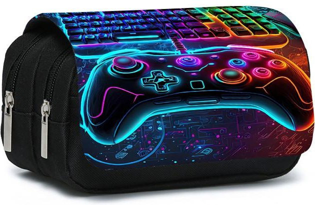 Doppelschichtiges Klapp-Stifteetui von Fancy Style Studio mit Game Controller Motiv für Kinder in Multicolour - Bild 1