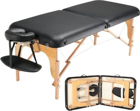 VEVOR Professionelle Massagebank, Klappbare Massagebank mit 8 Höhenstufen, Tragbare Spa-Liege für Gesichtssalon und Tattoo, Schwarz, Breite: 76,2 cm - Bild 1