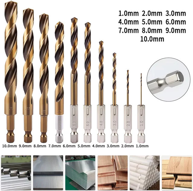 WOZOBUY Dreizackiges Holzbearbeitungsbohrer-Set mit rundem oder sechseckigem Griff zum Bohren in Holz und Metall - Bild 1