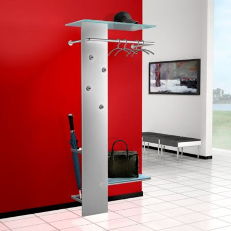Kerkmann Wandgarderobe Kent in Silber und Grau mit satinierter ESG-Glasablage und Schirmhalter inklusive Tropfschale B/H: 55 x 28 cm - Bild 2