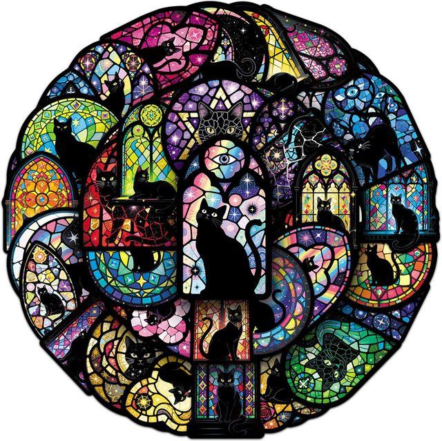 Charile Gothic Aufkleber mit schwarzer Katze in Multicolor für Laptop, Telefon und Auto - Bild 1