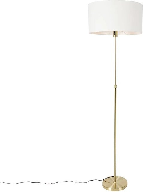 QAZQA Stehlampe verstellbar in Gold mit weißem Stoffschirm, dimmbar, E27, Höhe: 173 cm - Bild 1