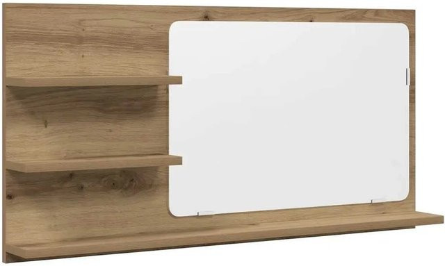 vidaXL Badspiegel mit Ablagen Artisan-Eiche, Farbe: Braun, B/H/T: 90 x 45 x 11 cm - Bild 1