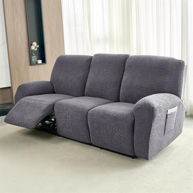 Wasserabweisende Jacquard Sesselbezüge für 1-3 Sitzer, elastische und rutschfeste Sofaschutzhüllen in Grau - Bild 1