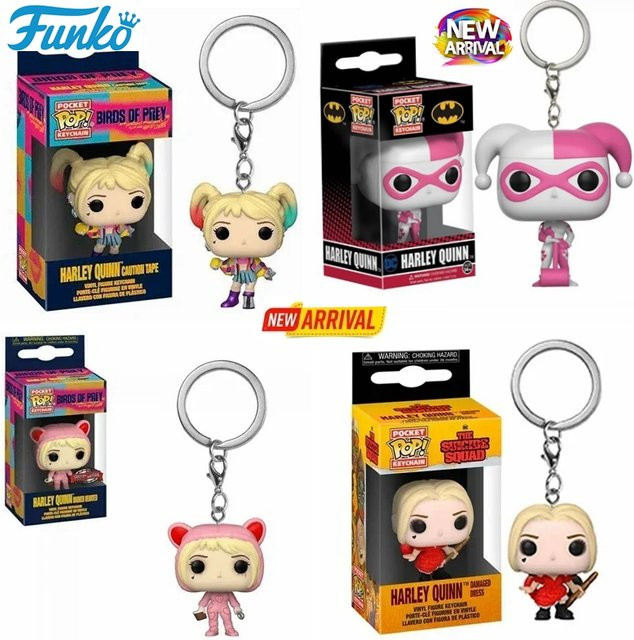 Funko Suicide Squad Harley Quinn Caution Tape Broken Hearted King Shark Joker Pocket Pop Schlüsselanhänger Vinylfigur, ab 3 Jahren - Bild 1