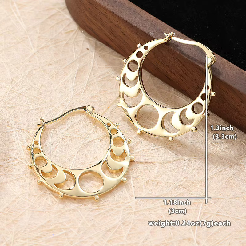 Futz Mond-Ohrringe, vergoldet, Boho, Damen - Bild 3