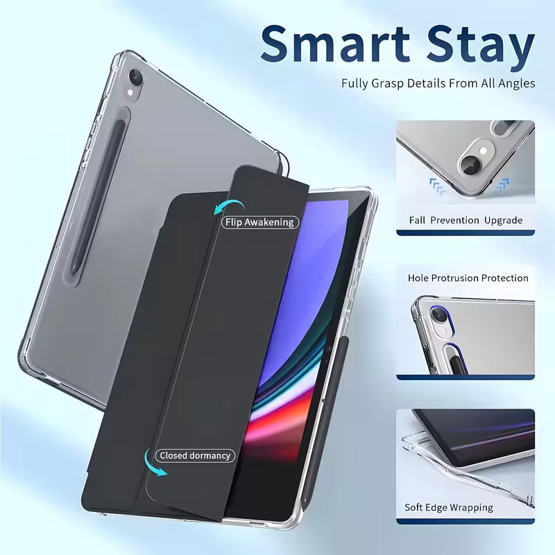 Transparente Schutzhülle für Samsung Galaxy Tab A9, A11, A9+, A11+, S9, S9 FE, S10, S10 FE und S10 Lite in Grau mit Anti-Vergilbungs-Effekt - Bild 1