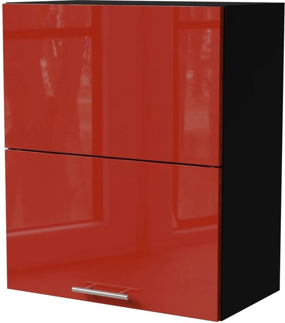 Feldmann-Wohnen Klapphängeschrank Brerra W8B/60-AV in Schwarz und Karminrot Hochglanz B: 60 cm, T: 32,5 cm, H: 72 cm - Bild 1