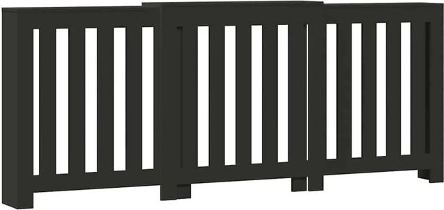 vidaXL Heizkörperverkleidung in Schwarz mit modernem Latten-Design aus Holzwerkstoff, B/T/H: 205 x 21,5 x 83,5 cm - Bild 1
