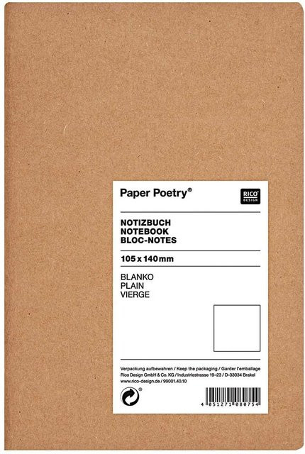 Rico Design Paper Poetry Notizbuch Softcover weiß und braun A6 blanko - Bild 1