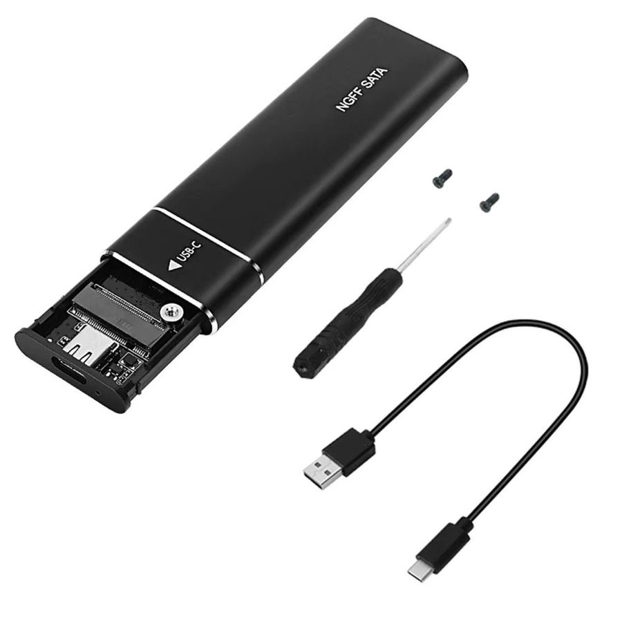 Externes NVMe M.2 SSD Gehäuse mit USB-C 10 Gbit/s, Aluminiumgehäuse für M- und B&M-Key, Farbe: Schwarz - Bild 2