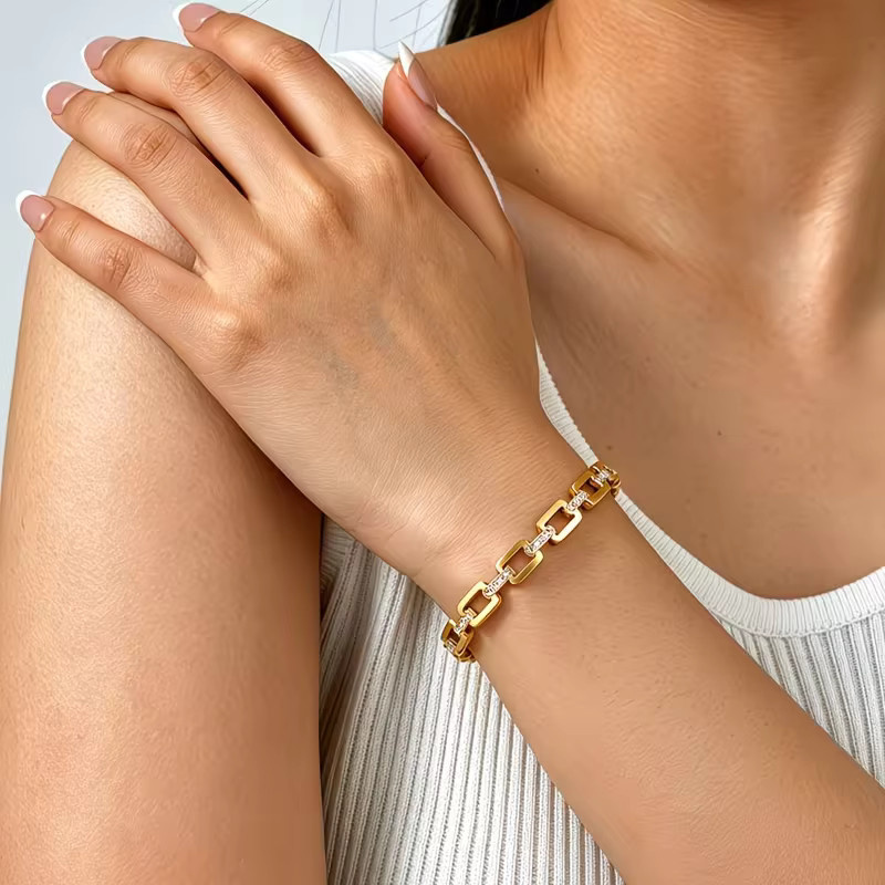 LUXUKISSKIDS Armreifen Edelstahl, Kristall, Gold, Damen - Bild 4