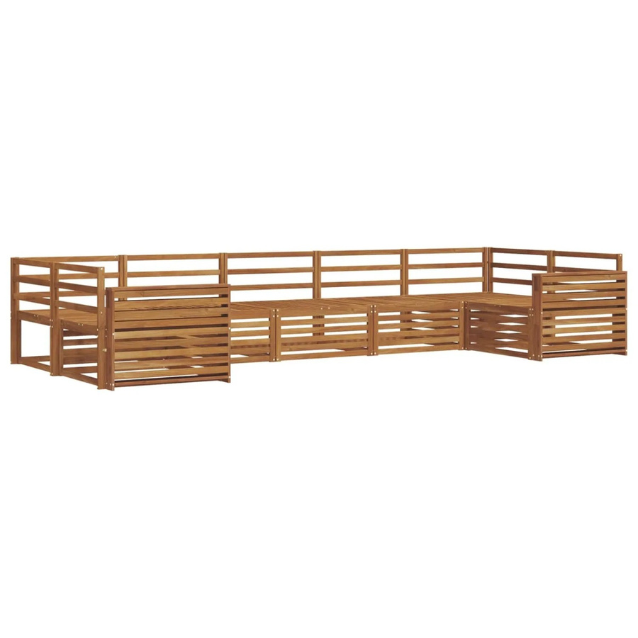 vidaXL Sofagarnitur aus Massivholz Akazie in Braun, 7-teiliges U-Form Sofa Set - Bild 2