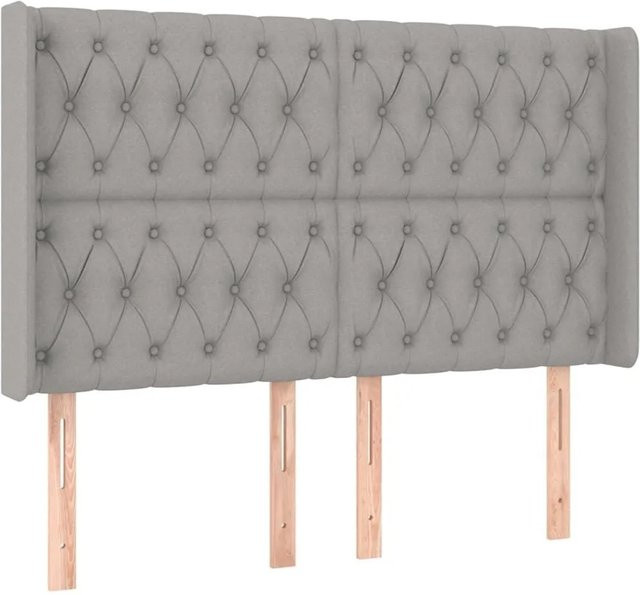 vidaXL Kopfteil mit Ohren in Hellgrau, gepolstertes Stoff-Kopfteil für das Schlafzimmer, Breite: 147 cm, Tiefe: 16 cm, Höhe: 118 cm - Bild 1