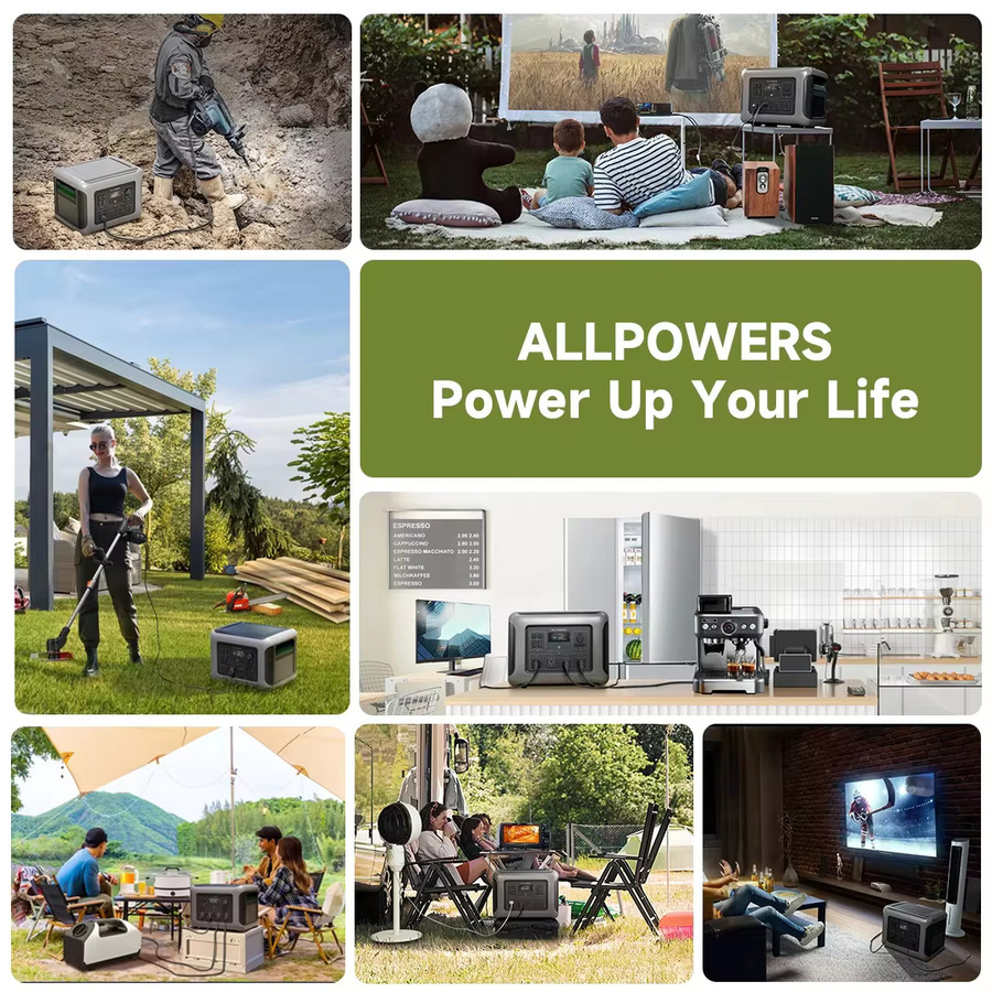 ALLPOWERS Solargenerator R2500 Powerstation 2500W 1920Wh mit SP027 100W faltbarem Solarmodul in Grau - Bild 6