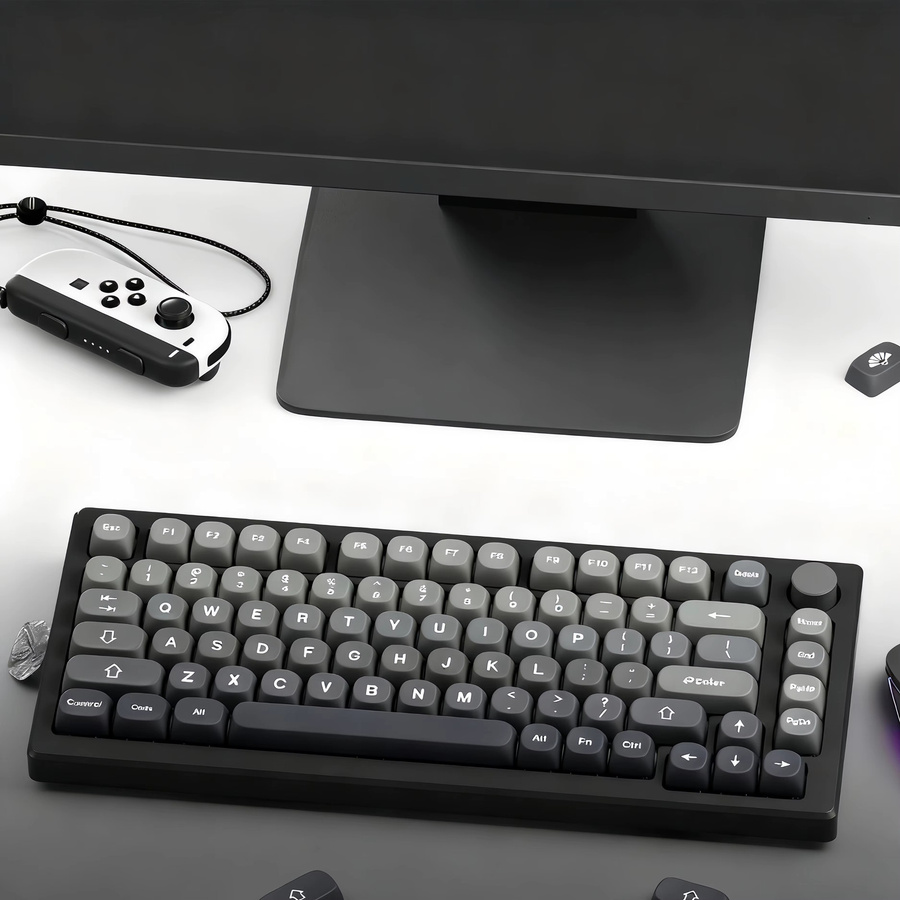 FSWHBY Tastenkappen-Set mit Farbverlauf in Grau, 130 Tasten im MOA-Profil aus PBT für mechanische MX-Switch-Tastaturen - Bild 4
