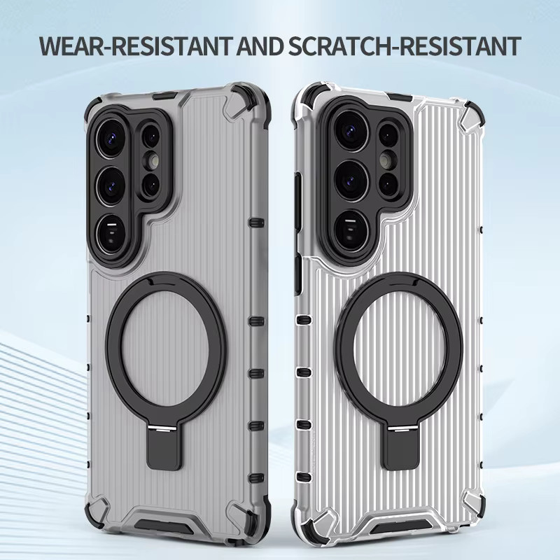 Magnetische Rüstung Schutzhülle für Samsung Galaxy S26 S25 S24 S23 Ultra Plus A56 A36 A55 mit MagSafe Metallhalter in Schwarz und Transparent Matt - Bild 3