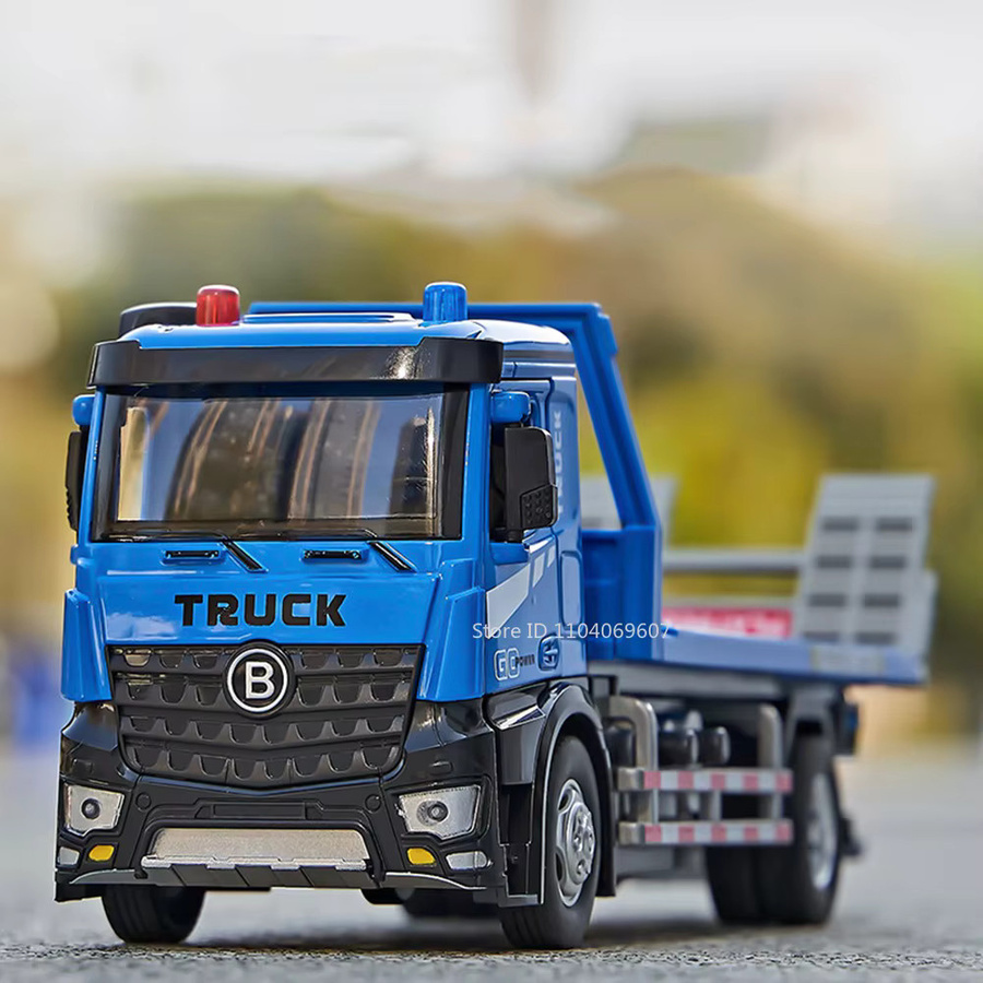 MINI AUTO Elektrischer Flachbett-Anhänger, Modellspielzeug, 1:24, Metalldruckguss, mit Sound und Licht - Bild 4