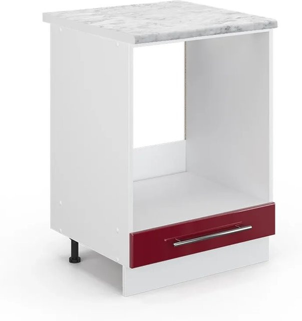 Vicco Herdumbauschrank Fame-Line Bordeaux Hochglanz Weiß Wandmontage mit Marmor-Optik B/T/H: 60 x 23,61 x 82 cm - Bild 1