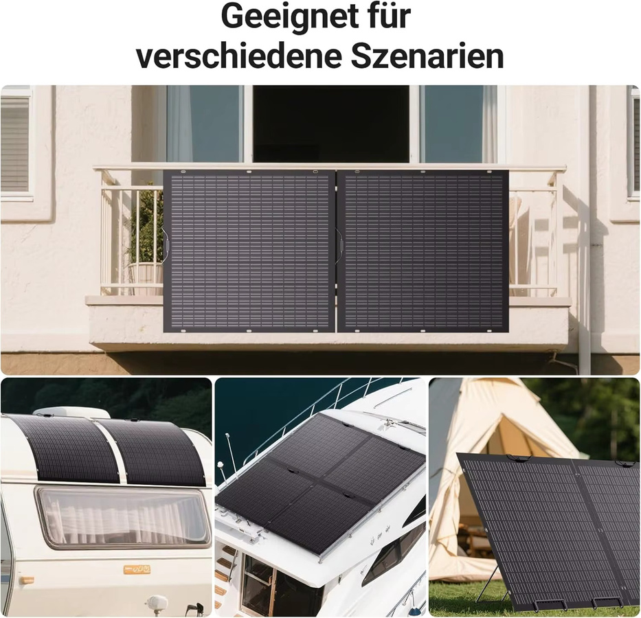 LIONSHEE 480W Flexibles Solarpanel Set bestehend aus 2x 240W Einzelmodulen, 12V ETFE PV Module in Schwarz mit 23,5% Wirkungsgrad für Balkonanlagen, Wohnmobil und Camping - Bild 5