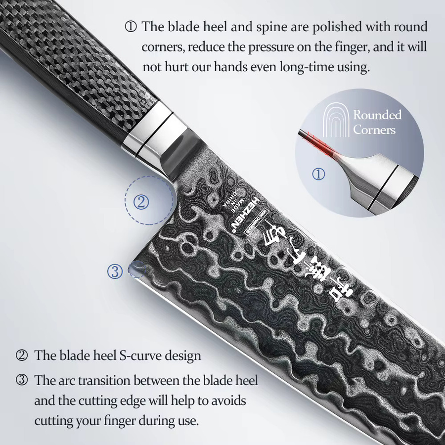 HEZHEN Kochmesser aus BÖHLER M390 Pulverstahl für Profiköche, 21,08 cm - Bild 3