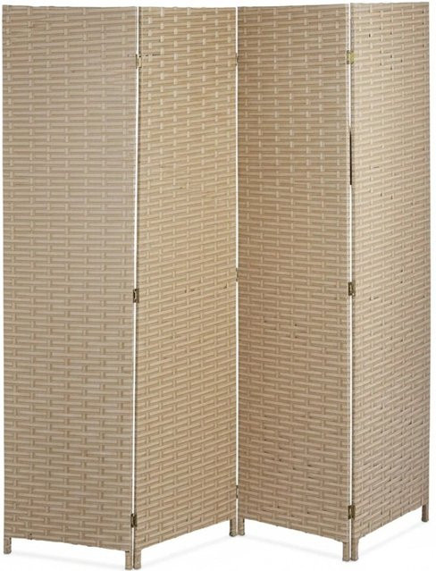 Relaxdays Paravent aus Kunststoff in Braun, 4-teilig und faltbar, B/H/T: 180 x 180 x 2 cm - Bild 1