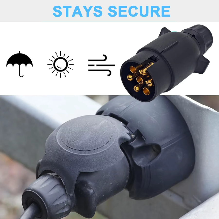 12V Anhänger Steckdose Set mit 7/13 Pin Stecker für Autoanhänger und Wohnwagen in Schwarz - Bild 2