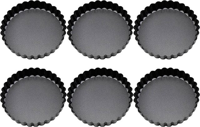 CosyHome Mini Kuchenformen Set aus Carbonstahl, 6 Stück, Schwarz, Rund, mit abnehmbarem Boden und Antihaftbeschichtung, Durchmesser: 7,62 cm - Bild 1