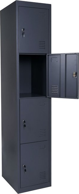 MCW Schließfach Preston T163 Schließfachschrank aus Metall in Anthrazit, H x B x T: 180 x 38 x 45 cm - Bild 3