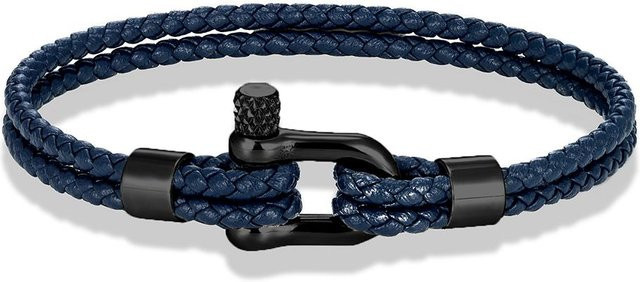 YULIN Armband, Edelstahl, Blau, Leder, Unisex, 23cm - Bild 1