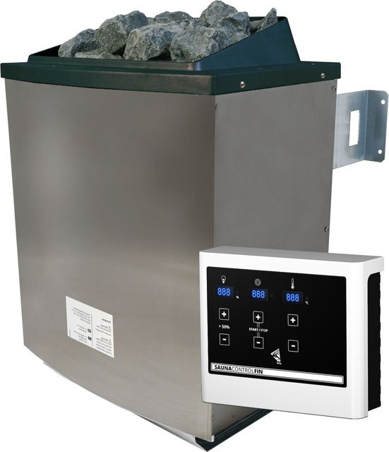 Karibu Saunaofen 9 kW Set mit Steinen und Steuerung Easy Finnisch in Silber - Bild 1