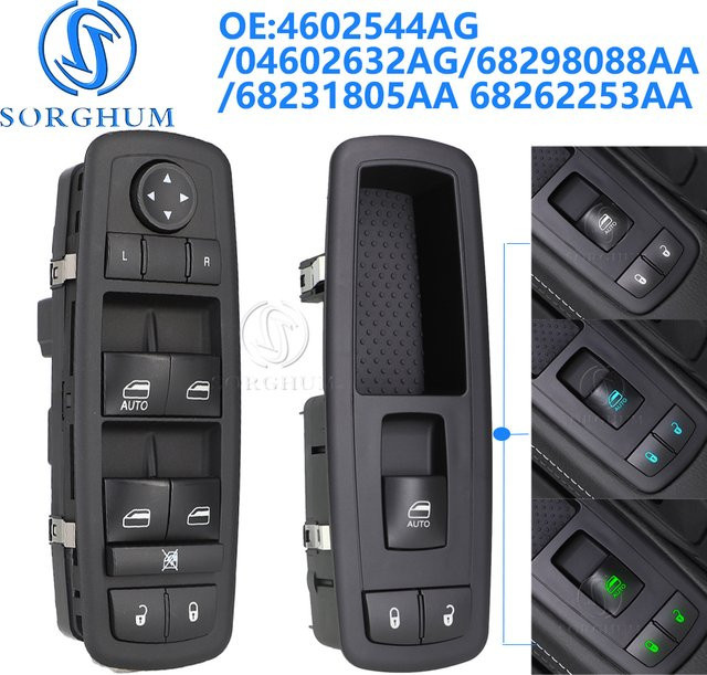 Sorghum Hauptschalter für Fensterheber passend für Dodge Journey, Dodge Nitro, Chrysler und Jeep Liberty in Schwarz und Weiß - Bild 1