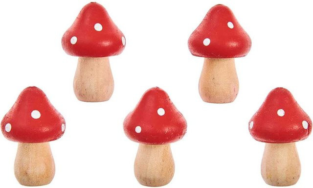 Rico Design Holz-Fliegenpilze in Rot/Weiß, H x B x T: 3,0 x 2,2 x 3,0 cm - Bild 1