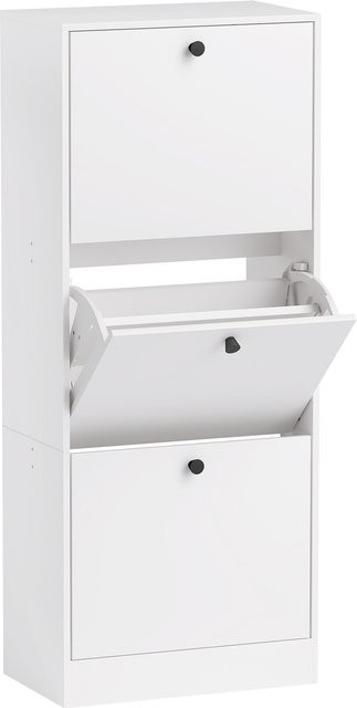 HOMCOM Schuhschrank mit 3 Klappen in Weiß, schmale Schuhkommode mit verstellbaren Trennwänden für 12 Paar Schuhe, B/T/H: 47 x 28 x 115 cm - Bild 1