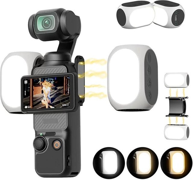 DJI Mini-Magnet-LED-Fülllicht in Weiß für OSMO Pocket 3 Kamera-Zubehör mit einstellbarer Helligkeit - Bild 1