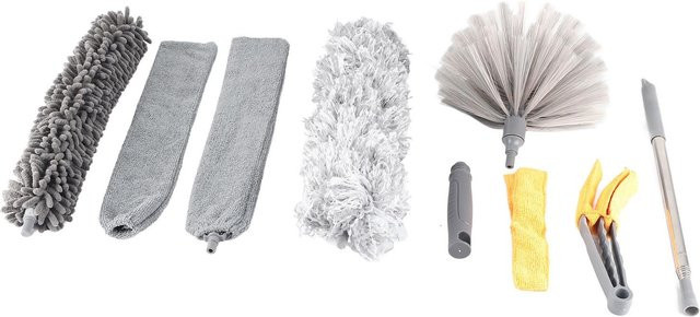 9-teiliges Mikrofaser-Staubwedel-Set von CosyHome mit ausziehbarem Teleskopstiel in Grau - Bild 1