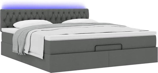 vidaXL Ottoman-Bett mit Matratze und LED-Unterbettbeleuchtung in Dunkelgrau, B/T/H: 160 x 200 x 78 cm - Bild 1