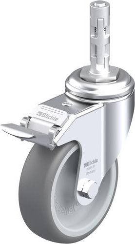 Blickle Lenkrolle LKRA-TPA 101G-11-FI-E11 mit Feststeller, Farbe: Grau/Silber, Rad-Durchmesser: 100 mm, Tragfähigkeit: 110 kg - Bild 1