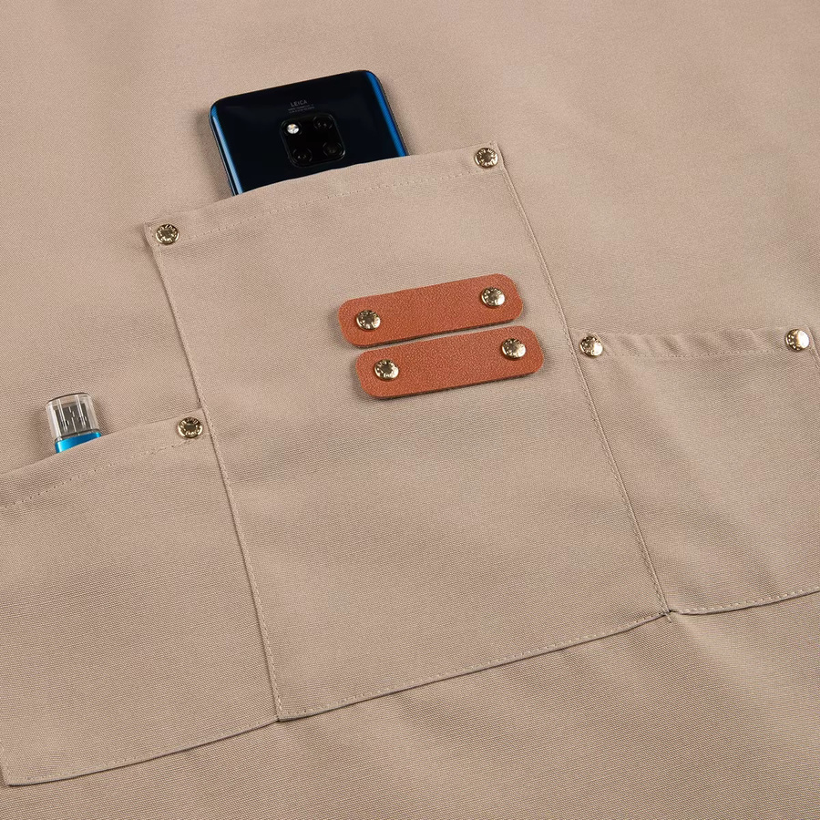 Unisex-Schürze aus wasserdichtem Segeltuch in Grün mit 3 Taschen für die Restaurantküche - Bild 5