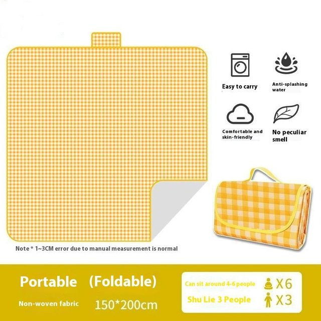 Faltbare Picknickdecke von Yiran bag in Gelb, feuchtigkeitsbeständige Campingdecke aus Vliesstoff für Outdoor, Strand und Picknick, B/B: 100 x 150 cm - Bild 1